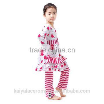 Fashion Cute Kid Clothing Boutiuqe Fall Long Sleeve Strips 2016 Ruffle Girls Clothes photo-4