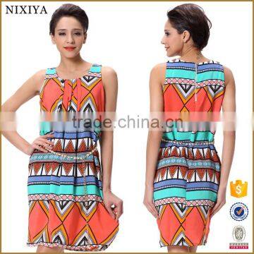 Ladies Smart Casual Dress New Designed Printed Mexican Dreses Wholesale