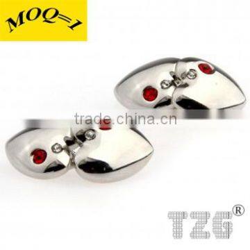 Fashion Stainless Steel Stone Heart Cuff Link