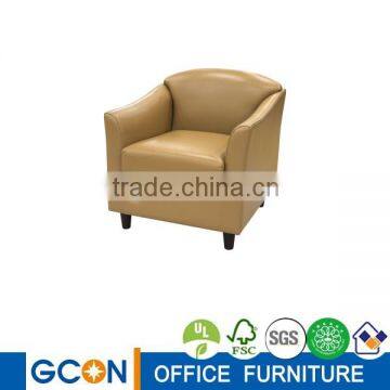 Office small single brown sofa, pu/lether material office sofa