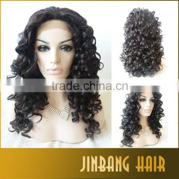 Fashionable best-selling synthetic lace front wig black curl heat resistant wigs aliexpress