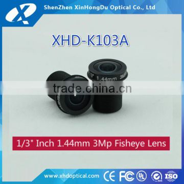 2016 hot low distortion camera hd fixed 1/3 inch f2.0 1.44mm 180 degree megapixel m12 fisheye linse for cctv camera