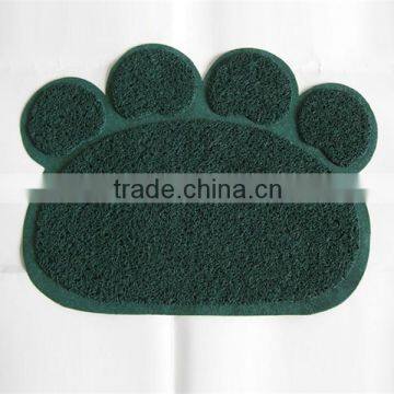 Dark green Pet Paw print litter mat for cats/PVC mat/vinyl cushion floor mat 45x60cm