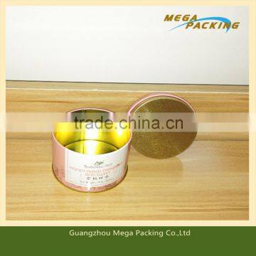 Hot selling high quality round pink color tin box for weight reducing tea/coffee/coconut powder metal can