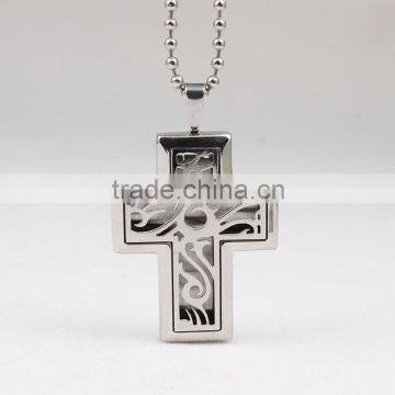 Fashion Cross Shaped Aromatherapy Essential Oils Diffuser Locket Necklace Pendant