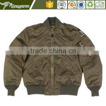 Wholesale men plain custom made varsity 100% polyester ma-1 quilted bomber flight jacket