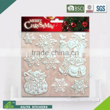 BSCI factory audit Christmas 3D Eco-friendly decorative removable gold powder sticker