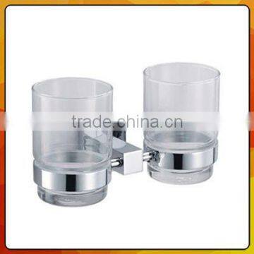 Bathroom stainless steel chrome double cup & tumbler holder 2362