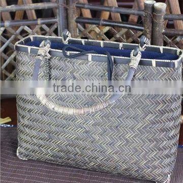 Jane black bamboo crafts hand-woven handbag editor