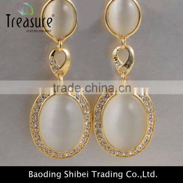 Fashion Jewelry Hot Selling Wholesale Vintage Plated Alloy Oval Fashion Stud Earrings Colorful Nice Earring Opal Drop Earring photo-4