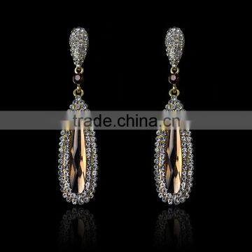 Fashion earings for women 2016 diamond bead drop crystal gold earring
