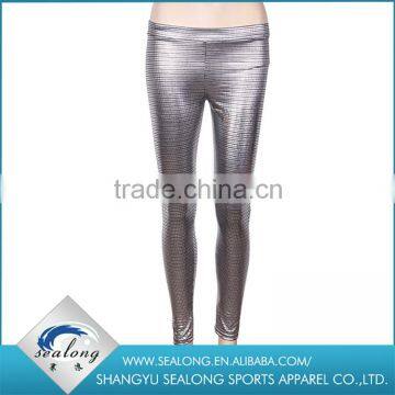 2015 Winter warm silver slim pu leggings