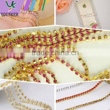 SS20 4.5mm Colorful Crystal Silver Plated Rhinestone Chain hanging crystal Wedding decorations, Garments Decoration YSCHC1015