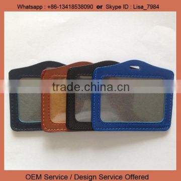 Custom imprinted logo card holder real leather id card holder