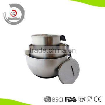 Stainless steel mixing bowl set of 3 with non-skid silicone bottom