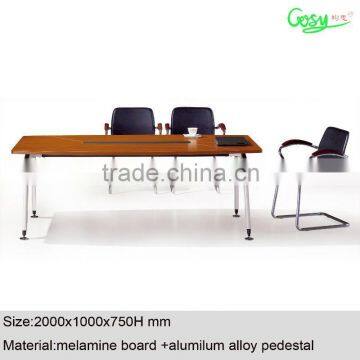 wooden conference table ,meeting desk with metal pedestal