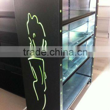 Latest Cosmetics Store Display Shelves/Cosmetics Gondola Shelving with Lamp Box