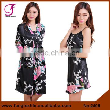 2405 Long Design Women Peacock Sets Plus Size Sleepwear