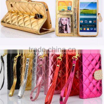 Shining wallet leather case for Samsung galaxy S5