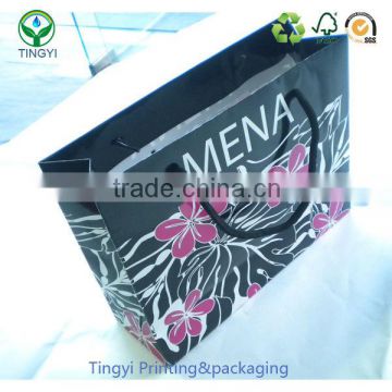 black packing bag printing with cotton rope