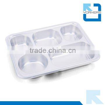 5 Grids Stainless Steel Snack Plate & Fast Food Tray photo-3