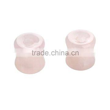 5 Pairs Rose Quartz Hollow Saddle Plug Flesh Tunnel Earlet - Available in Low & Giant Gauges. photo-3