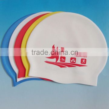 Fashionable Best Quality customized printing logo waterproof swimming hat round silicone caps