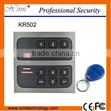 Handy smart card reader KR502 Wiegand access control card reader with keypad IP64 waterproof Red and Green LEDs card reader