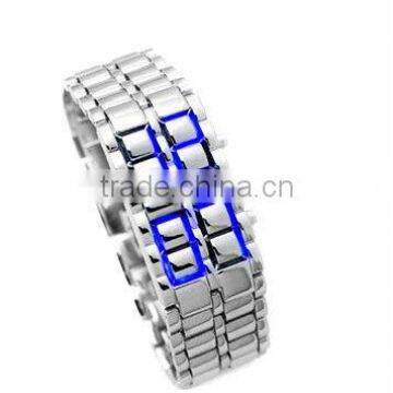 promotion alloy wrist bracelet blue light Lava LED watch