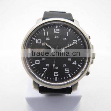 Siver metal case silicone strap quartz watch