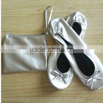 PU Leather Folding Ballet Flat Shoes