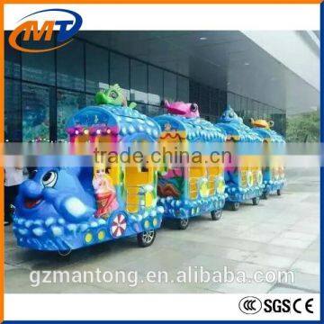 Mantong Amusement funfair children game machine/ electric adult ride train set Apple worm train ride