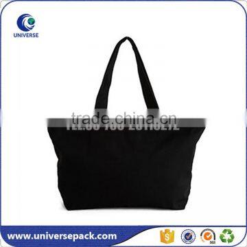 Wholesale black canvas shopping bag with custom logo