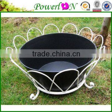 Cheap Price Unique Design Antique Wrought Iron Round Planter Pot For Patio Backyard Garden I23M TS05 X00 PL08-5172