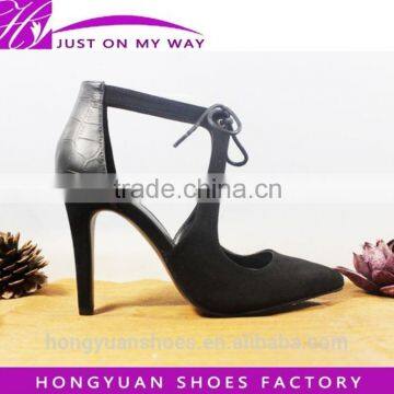 Model and newest high heels with butterfly strap and fashion stone stripe with shoes back counter