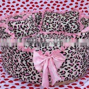 pet pink leopard beds