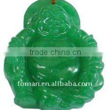 50mm Green Jade Carving Smiling Buddha Pendant
