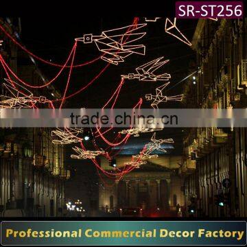 Customize commercial cross street led lighted bird motif decoration