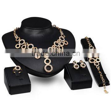 Simple Statement Wedding Jewelry Sets Linked Circle Ring Bib Jewelries 4pcs One Set Jewelry Accessory For Women