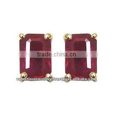 octagon earrings, ruby octagon gold earrings studs for boys and girls