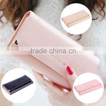 Fashion Lady Women Buckle Long Clutch Purse 3 Fold Wallet Card Holder Handbag