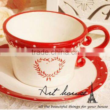 Wholesale beautiful design ceramic tea cup and saucer in cheap price