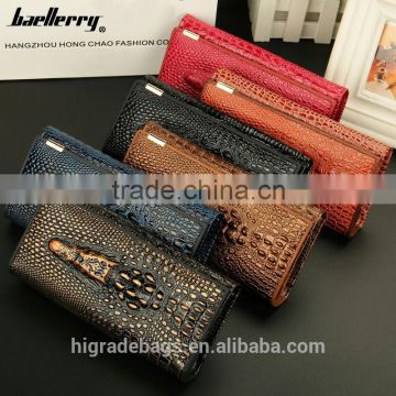 Fashion top grain lady fake crocodile leather wallet