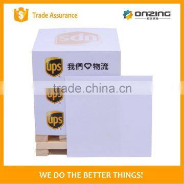 UPS Wood Free Paper Sticky Note Cube With Wooden Pallet for Promotion
