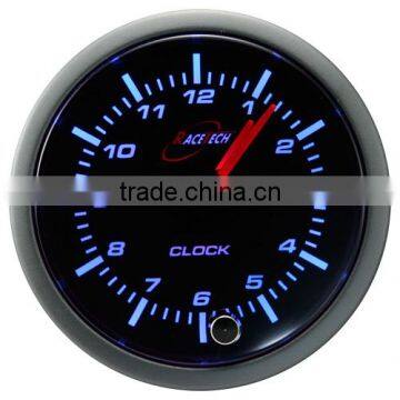 52mm smoke lens electric analog clock with white&blue LED display