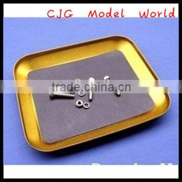 Gold anodized aluminum screw tray with magnetic pad for rc car boat plane