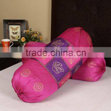 Indian Bolster Pillow Home Decoration Patchwork Golden Printed Bolster Cushion Cover