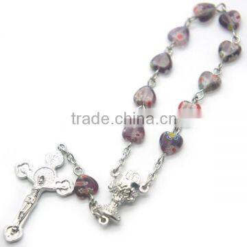Glaze Small Heart Rosary,religious Rosary Decate , Glass Beaded Rosary photo-6