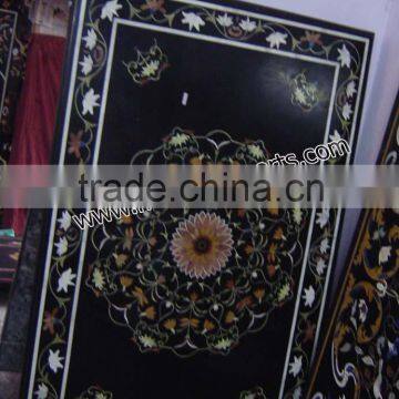 Black Rectangle Marble Inlay Table Top photo-6
