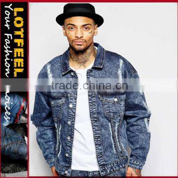 High quality man distressed denim jeans jacket wholesales price (LOTJ324)